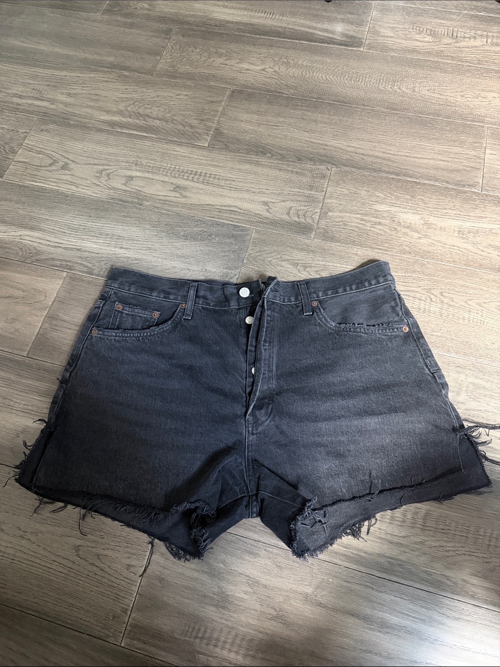 Agolde Light Wash High-Rise Cutoff Jean Shorts